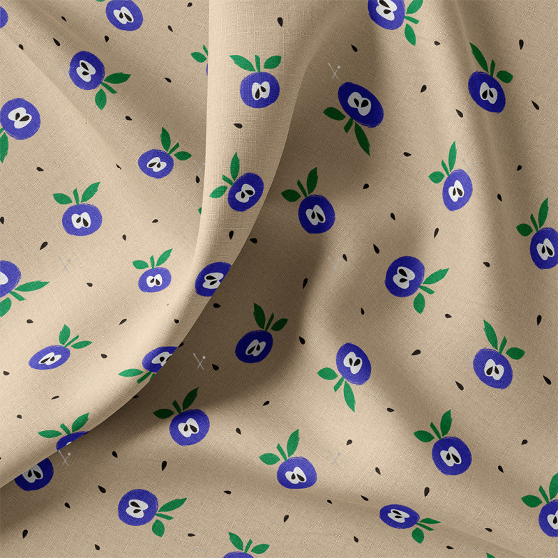 Printed Cotton YANICK Linen / Blue